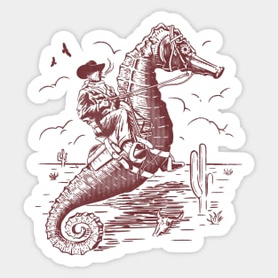 Cowboy Riding Seahorse Sticker